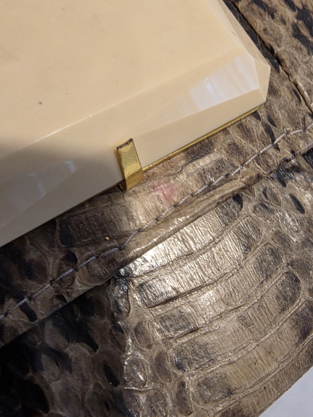 Natural Python Snakeskin Clutch, Vinyage - Picture 3 of 12